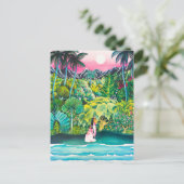 Vintag Hawaii Reiseplakat Postkarte (Stehend Vorderseite)