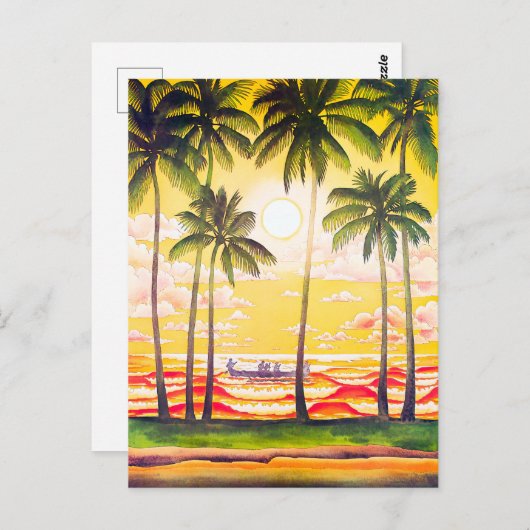 Vintag Hawaii Reiseplakat Postkarte (Vorne/Hinten)