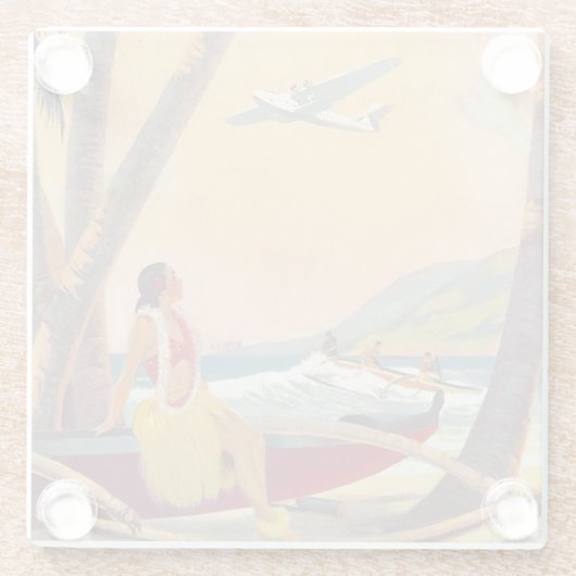 Vintag Hawaii Travel Glasuntersetzer (Rückseite)