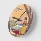 Vintag Hawaii Travel Runde Wanduhr (Winkel)