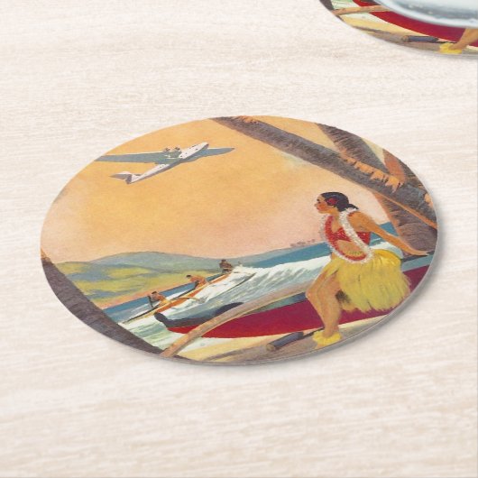 Vintag Hawaii Travel Runder Pappuntersetzer (Angewinkelt)