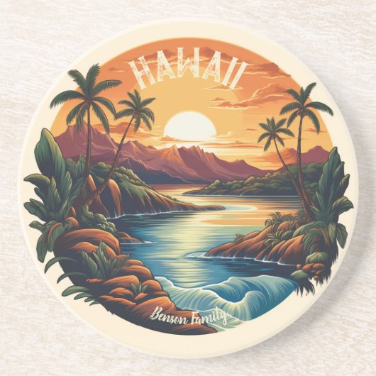 Vintag Hawaii Tropical Beach Travel Getränkeuntersetzer (Vorne)