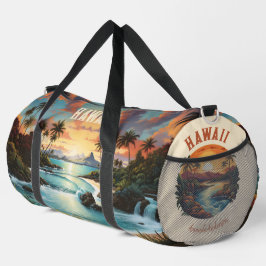 Vintag Hawaii Tropical Beach Travel & Gym Name Duffle Bag