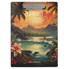 Vintag Hawaii Tropical Beach Travel Klemmbrett