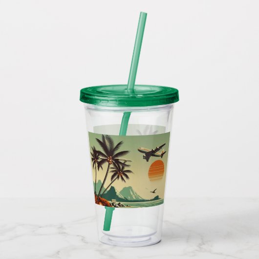 Vintag Hawaii/Tropisch Acryltrinkbecher (Rückseite)
