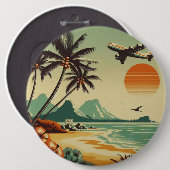 Vintag Hawaii/Tropisch Button (Vorne & Hinten)