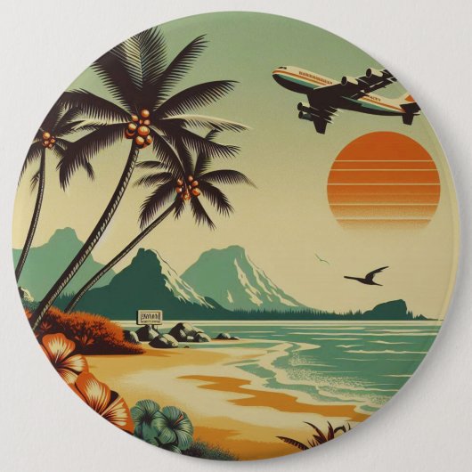 Vintag Hawaii/Tropisch Button (Vorderseite)