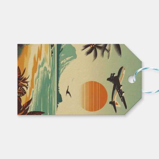 Vintag Hawaii/Tropisch Geschenkanhänger (Vorderseite (Horizontal))