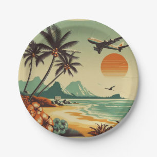 Vintag Hawaii/Tropisch Pappteller