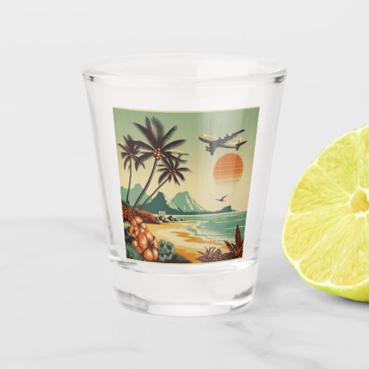 Vintag Hawaii/Tropisch Schnapsglas (Vorderseite)