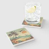 Vintag Hawaii/Tropisch Steinuntersetzer (Seitenansicht)