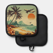 Vintag Hawaii/Tropisch Topflappen (Vorderseite/Rückseite)