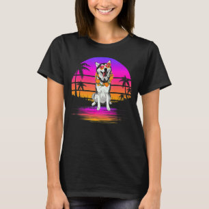 Vintag Hawaiian Husky Dog Hawaii Tropical Summer T-Shirt