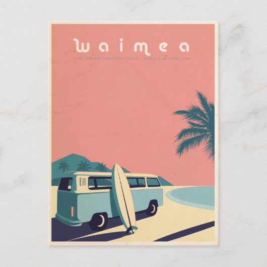 Vintag Hawaiian Surf Van Travel Postcard Postkarte (Vorderseite)