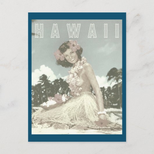 Vintag Hawaiian Travel - Hawaii Hula Dancer Pos Postkarte (Vorderseite)