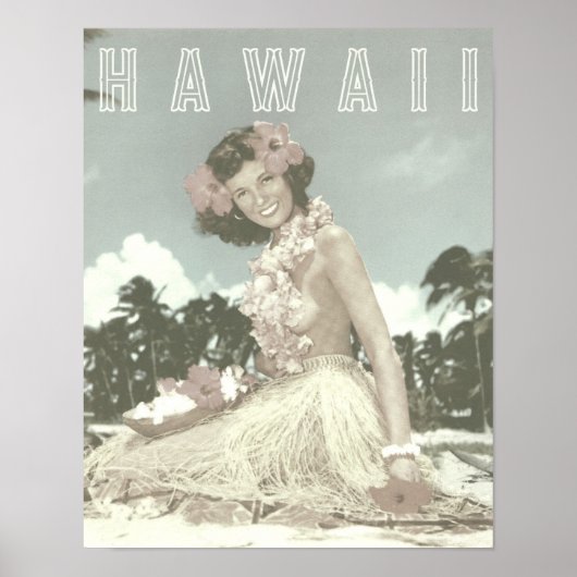 Vintag Hawaiian Travel - Hawaii Hula Dancer Poster (Vorne)