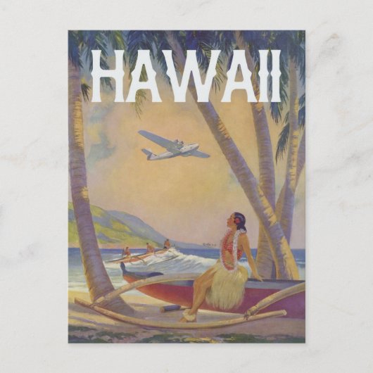 Vintag Hawaiian Travel - Hawaii Hula Dancer Postkarte (Vorderseite)