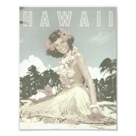 Vintag Hawaiian Travel - Hawaii Hula Tanz Fotodruck (Vorne)