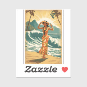 Vintag Hawaiian Travel Honolulu Mittelpazifik Aufkleber