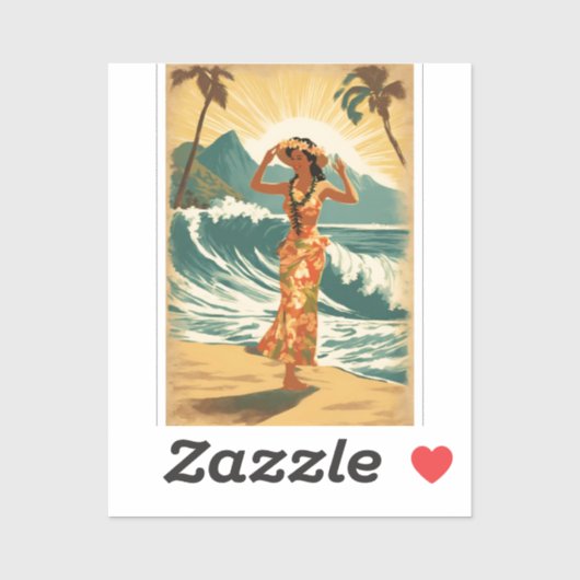 Vintag Hawaiian Travel Honolulu Mittelpazifik Aufkleber (Blatt)