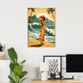 Vintag Hawaiian Travel Honolulu Mittelpazifik Poster (Heimbüro)