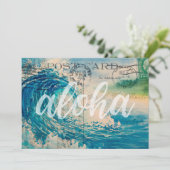 Vintag Hawaiian Wave Postcard Luau Einladung (Stehend Vorderseite)