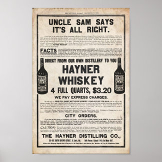 Vintag Hayner Whiskey Print Poster