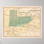 Vintag Hayward CA Map (1878) Poster (Vorne)