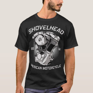Vintag HD Motorrad VTwin ShovelHead Motor Gezeichn T-Shirt