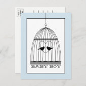 Vintag Heart Birdcage Baby Boy Ankündigung (Vorne/Hinten)