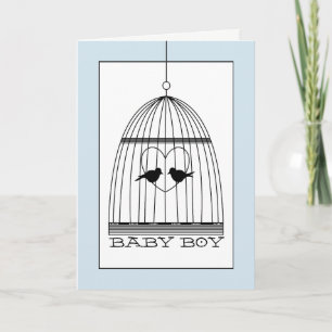 Vintag Heart Birdcage Baby Boy Ankündigung