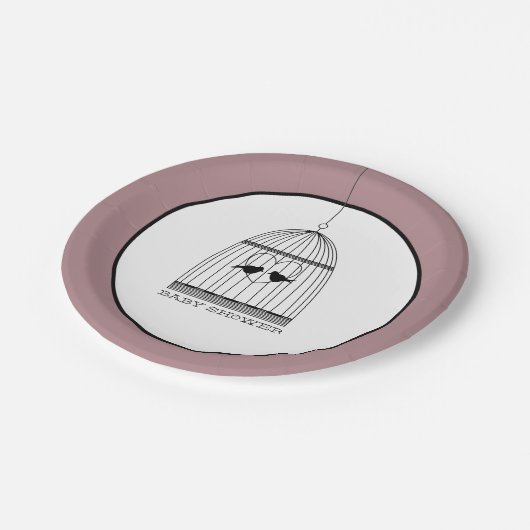 Vintag Heart Birdcage Baby Dusche Pappteller (Schrägansicht)