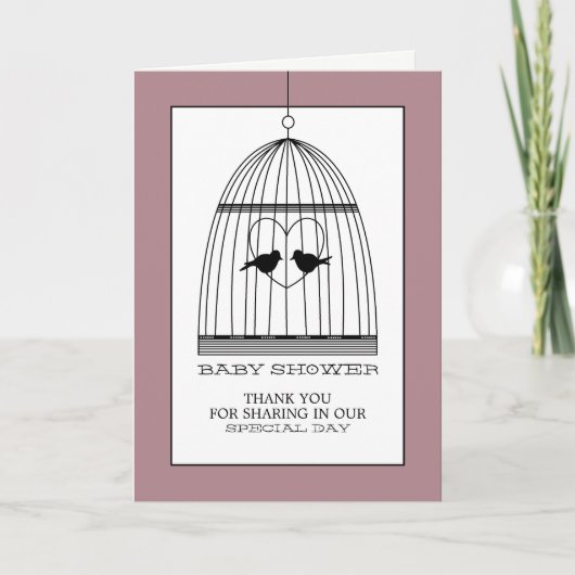 Vintag Heart Birdcage Baby Dusche Vielen Dank Dankeskarte (Vorderseite)