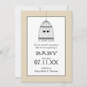 Vintag Heart Birdcage Baby Fälligkeitserklärung Einladung (Vorderseite)