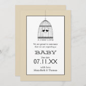 Vintag Heart Birdcage Baby Fälligkeitserklärung Einladung (Vorne/Hinten)
