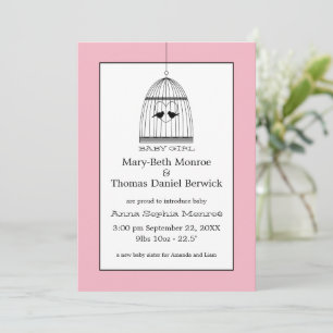 Vintag Heart Birdcage Baby Girl Ankündigung