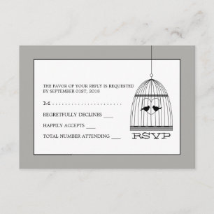 Vintag Heart Birdcage Wedding RSVP Karte