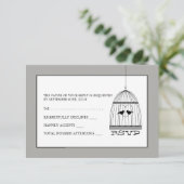 Vintag Heart Birdcage Wedding RSVP Karte (Stehend Vorderseite)