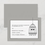 Vintag Heart Birdcage Wedding RSVP Karte (Vorne/Hinten)