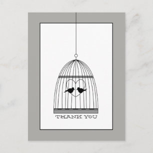 Vintag Heart Birdcage Wedding Vielen Dank Postkarte