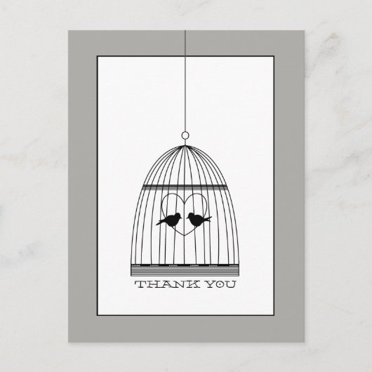 Vintag Heart Birdcage Wedding Vielen Dank Postkarte (Vorderseite)