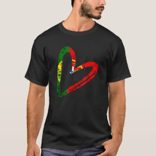 Vintag Heart Liebe Portugal Portugiesische Flagge T-Shirt