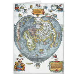 Vintag Heart Shaped Antique World Map Peter Apian