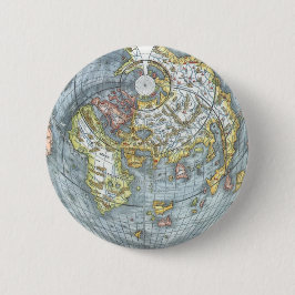 Vintag Heart Shaped Antique World Map Peter Apian Button