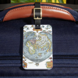 Vintag Heart Shaped Antique World Map Peter Apian Gepäckanhänger