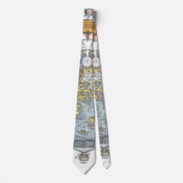 Vintag Heart Shaped Antique World Map Peter Apian Krawatte