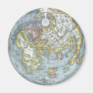 Vintag Heart Shaped Antique World Map Peter Apian Magnet