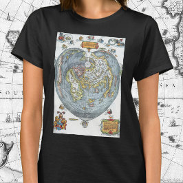 Vintag Heart Shaped Antique World Map Peter Apian T-Shirt