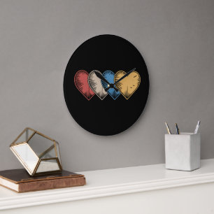 Vintag Hearts Cool Retro Valentinstag Geschenk Große Wanduhr