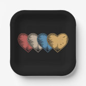 Vintag Hearts Cool Retro Valentinstag Geschenk Pappteller (Vorderseite)